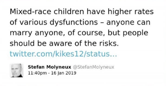 Mixed-race children have higher rates of various dysfunctions � anyone can marry anyone, of course, but people should be aware of the risks.